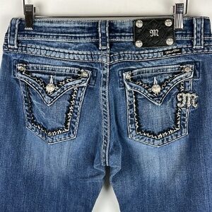 Miss Me Easy Boot Jeans‎ Embellished Distressed Style JE5014E52X Size 27
